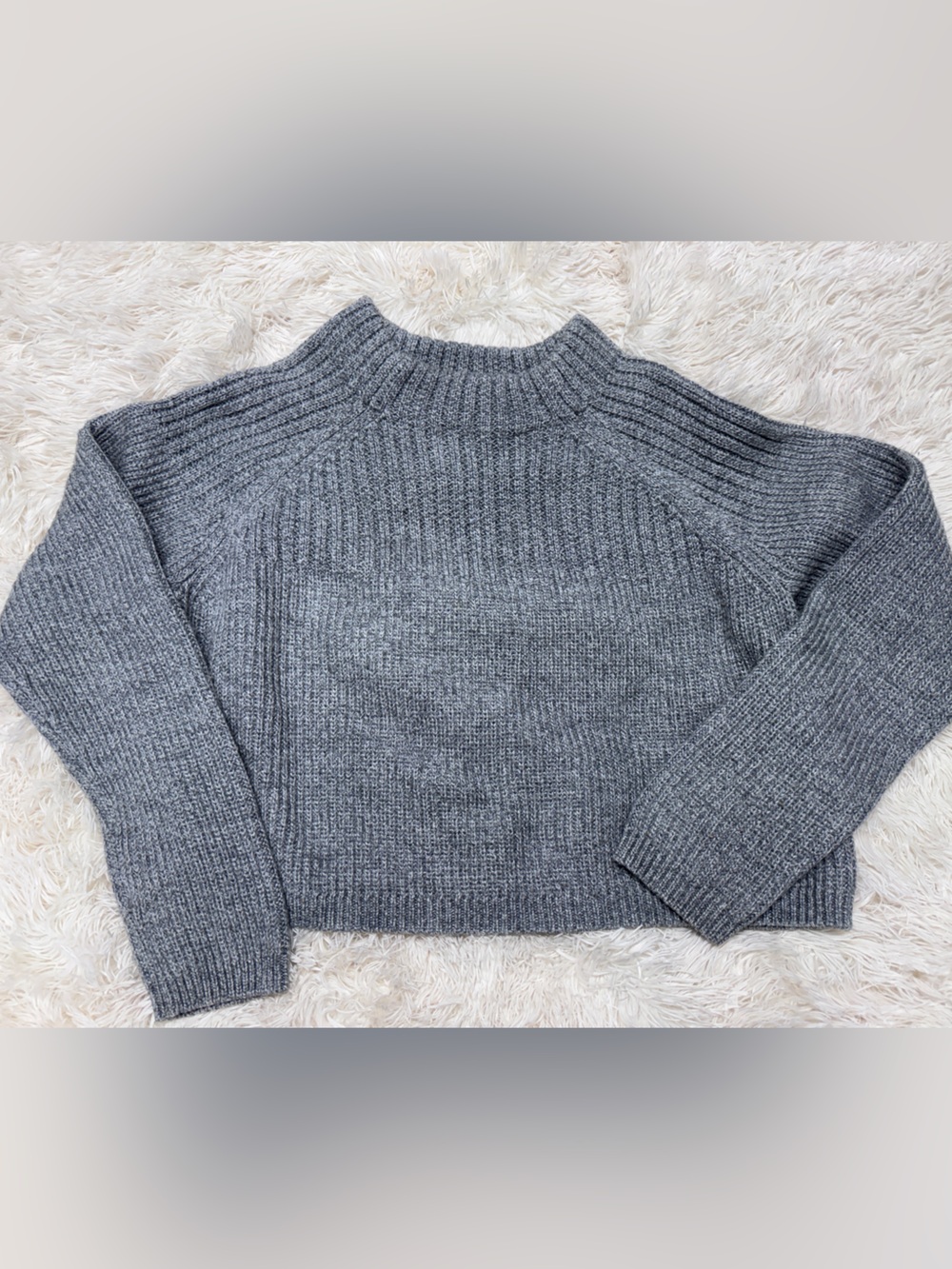 Banana Republic Cropped Mockneck Wool Blend Sweater - Women’s XL, Grey
